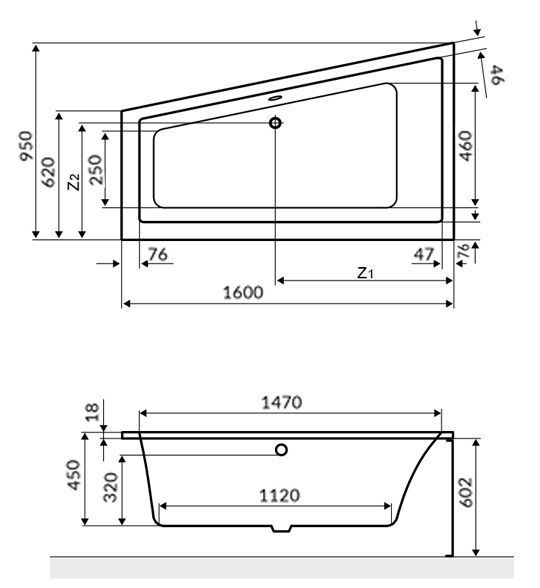 Ванна акрилова Excellent M-Sfera Slim 160x95 (WAEX.MSL16WHS) ліва 269446 фото