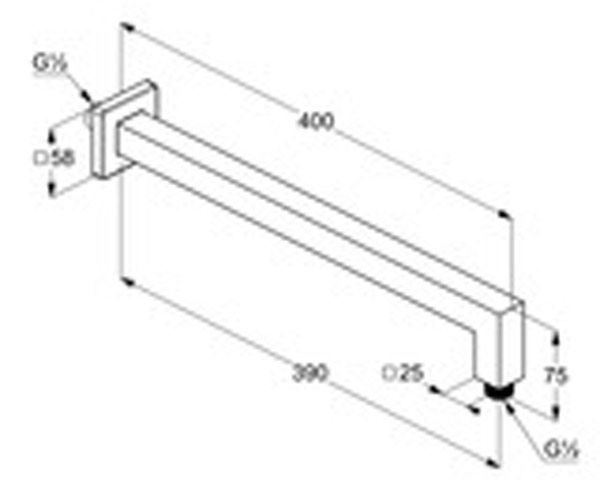 Тримач верхнього душу Kludi A-Qa 6654405-00 (хром) 400 мм 236614 фото
