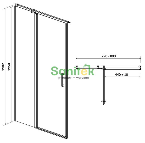 Душові двері Cersanit Moduo 80 (S162-003) профіль хром/скло прозоре ліва 493735 фото