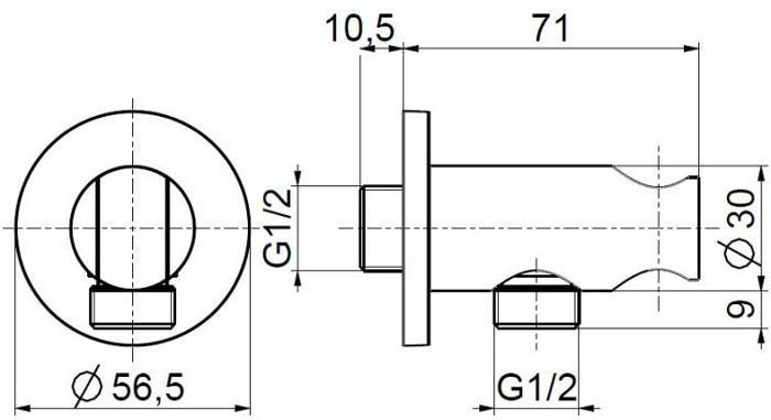 Подключение для душевого шланга Armatura 845-055-00 с держателем (хром) 277870 фото
