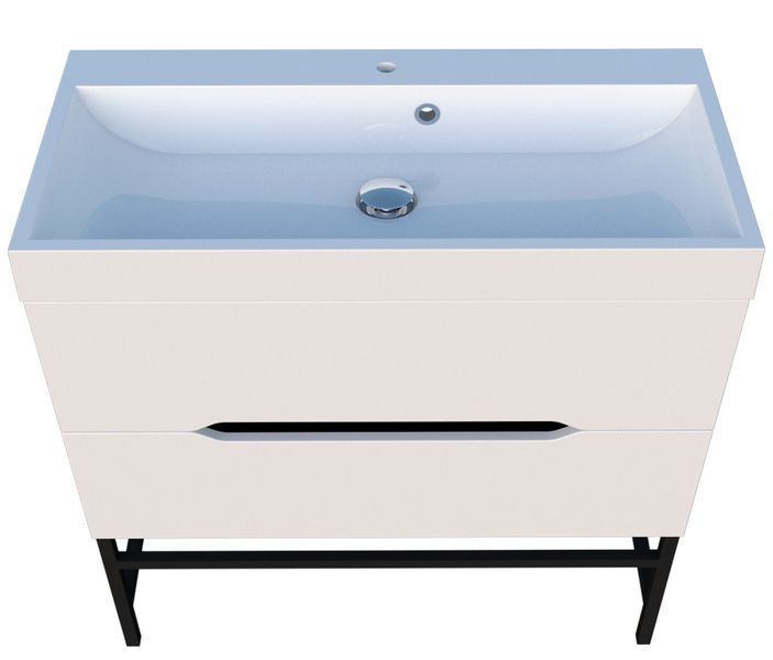 Тумба с умывальником Fancy Marble (Буль-Буль) Stella 100 Stiven (белая) с каркасом 1007509 фото