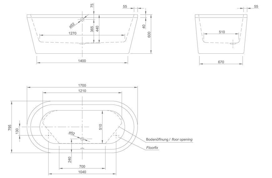 Ванна акриловая Knief Neo 170x80 (0100-076-06) отдельностоящая 273753 фото