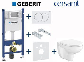 Комплект инсталляции Geberit Duofix 458.126.00.1+115.107.11.1 с унитазом Cersanit Cersania Simple On с сиденьем Soft Closing 696781 фото
