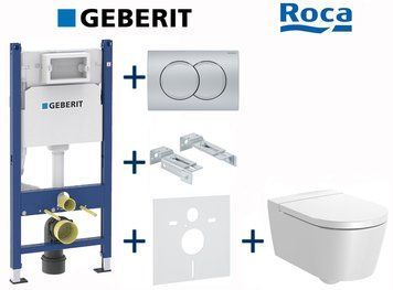 Комплект інсталяції Geberit Duofix 458.126.00.1+115.107.46.1 з унітазом Roca Inspira Round Rimless A346527000 з сидінням Soft Closing 769755 фото