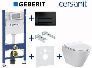 Комплект инсталляции Geberit Duofix 458.126.00.1+115.119.DW.1 с унитазом Cersanit City Oval Clean On с сиденьем Soft Closing 696838 фото