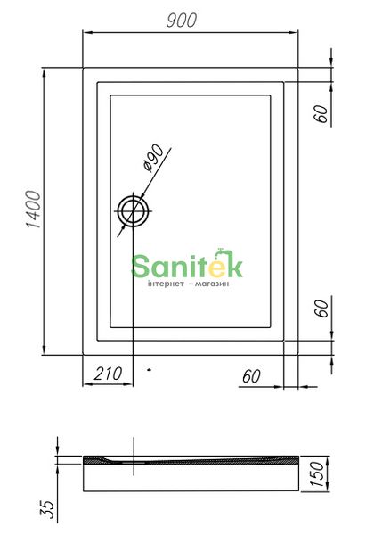 Душовий піддон Kolpa-San Canary 140x90 (534570) 252730 фото