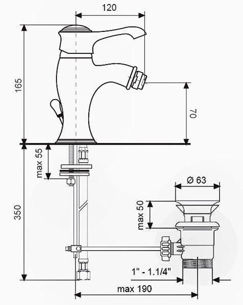 Смеситель для биде Emmevi Tiffany NEO6004 (чёрный) 123152 фото