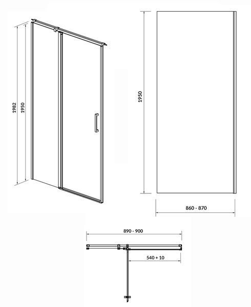 Душова кабіна Cersanit Moduo 90x90 (S162-005+S162-008) хромований профіль/скло прозоре ліва 547304 фото
