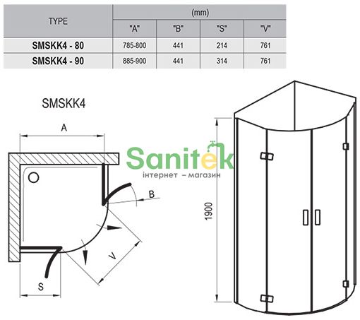 Душова кабіна Ravak SmartLine SMSKK4-80x80 (3S244A00Y1) хромований профіль/скло Transparent 94326 фото