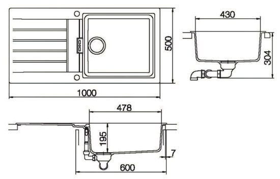 Гранитная мойка Schock Signus D-100 L Cristadur Polaris 99 (50056099) 144524 фото