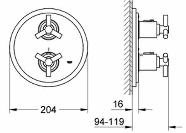 Смеситель для душа Grohe Atrio Ypsilon 19394000 скрытого монтажа с термостатом (хром) 7524 фото