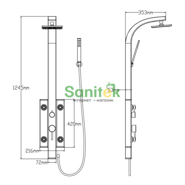 Душова панель Qtap 1102 WHI (QT1102WHI) біла 238359 фото