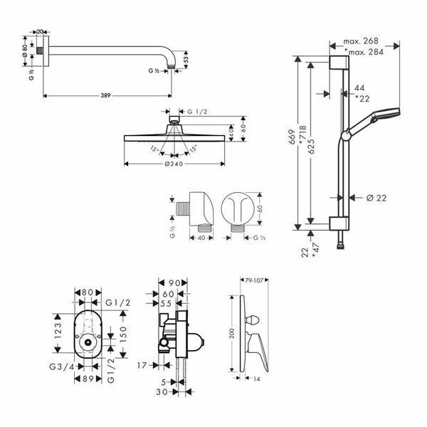 Душевая система Hansgrohe Logis 7142021 (71409000+27413000+26723000+26275000+27454000) хром 535132 фото