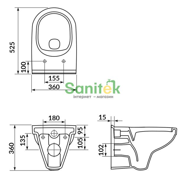 Унитаз подвесной Cersanit Zip Simple On (472) S701-567 с сиденьем Slim Soft Closing (дюропласт) 695196 фото