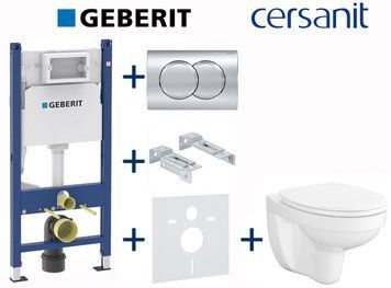 Комплект инсталляции Geberit Duofix 458.126.00.1+115.107.21.1 с унитазом Cersanit Cersania Simple On с сиденьем Soft Closing 696782 фото