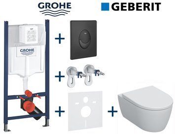 Комплект инсталляции Grohe Rapid SL 3884000G с унитазом Geberit Icon Rimless 501.664.00.1 с сиденьем Duroplast SoftClose 723949 фото