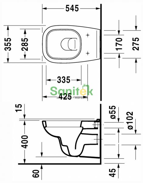 Унитаз подвесной Duravit D-Code 45350900A1 с сиденьем Soft Close 132552 фото