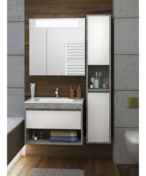 Тумба с умывальником Мойдодыр Oslo Loft 50 напольная (00-0006469) бетон/белая 519489 фото