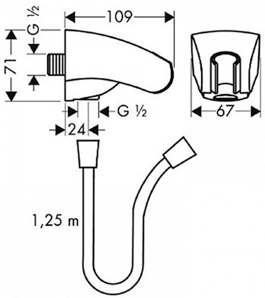Підключення для душового шлангу Hansgrohe 27507000 з тримачем (хром) 65310 фото