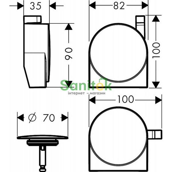 Накладка для сифона на ванну Hansgrohe Exafill S 58117340 (чёрный хром) 305134 фото