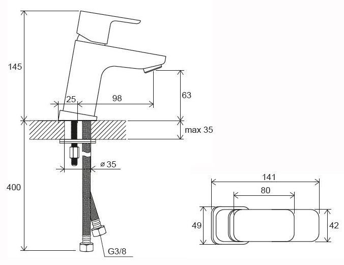 Змішувач для умивальника Ravak 10&deg; Free TD F 012.00CR X070127 (хром) 350148 фото