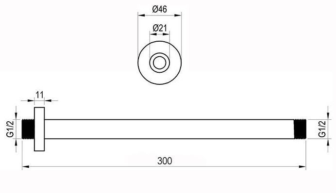 Держатель верхнего душа Ravak 704.21BLM X07P677 потолочный 300 мм (чорний матовый) 710701 фото