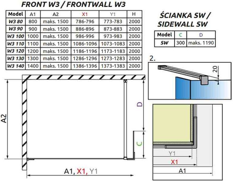 Душова кабіна Radaway Euphoria Walk-In II 120 (383134-01-01+383160-01-01) профіль хром/скло прозоре 271882 фото