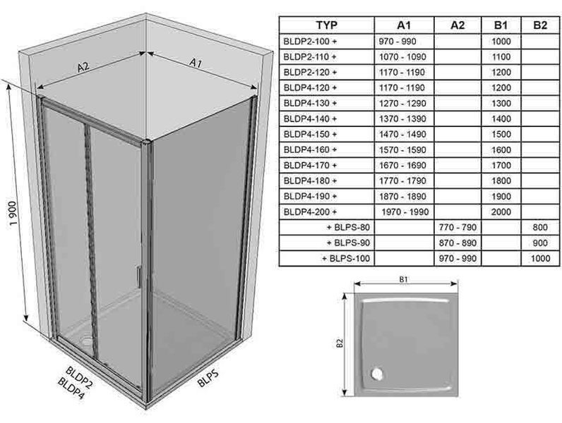Душова кабіна Ravak Blix BLDP4+BLPS 140x90 (0YVM0U00ZG+9BH70U00ZG) сатиновий профіль/скло Grape 280058 фото