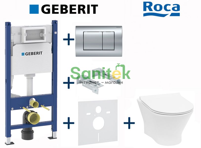 Комплект инсталляции Geberit Duofix 458.126.00.1+115.137.21.1 с унитазом Roca Nexo Clean Rim A34H64L000 с сиденьем Soft Close 711761 фото