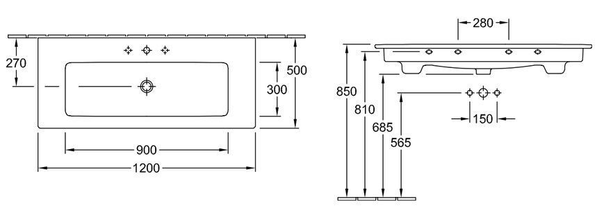 Умывальник Villeroy&Boch Venticello 120x50 см (4104CL01) 158850 фото