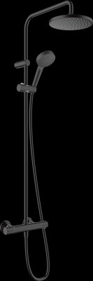Душевая система Hansgrohe Vernis Blend Showerpipe 200 1jet 26276670 с термостатом (чёрный матовый) 436029 фото