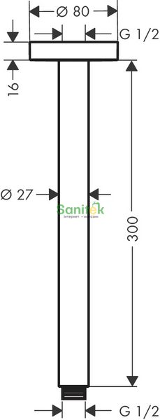 Тримач верхнього душу Hansgrohe 27389140 стельовий 300 мм (бронза матова) 304820 фото