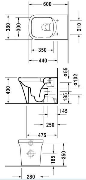 Унитаз напольный Duravit P3 Comforts 2166090000 127950 фото