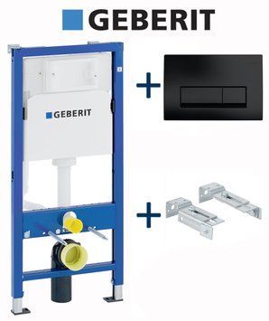 Інсталяція для унітазу Geberit Duofix Basic Delta 458.103.00.1 3в1 (клавіша Delta 50 чорний глянець) 693275 фото