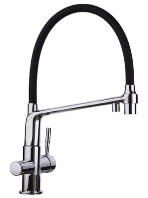 Змішувач для кухні Gappo G4398-7 з душем та підключенням питної води (хром/чорний) 927257 фото