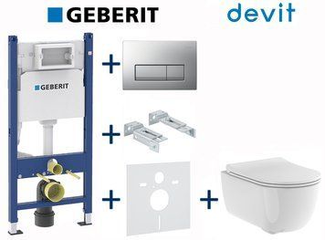 Комплект інсталяції Geberit Duofix 458.126.00.1+115.119.46.1 з унітазом Devit Devit Art 2.0 3020140 Clean Pro з сидінням soft-close 743609 фото