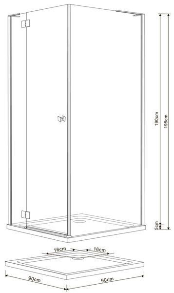 Душова кабіна Volle Benita 90x90 (10-22-905 L) хром-й профіль/прозоре скло з піддоном 151197 фото
