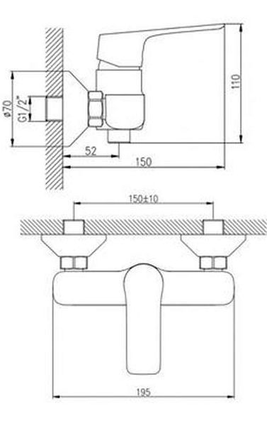 Змішувач для душу Koller Pool Kvadro KS0400 (хром) 489022 фото