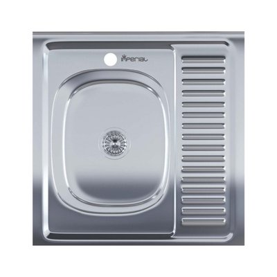 Кухонна мийка Imperial 6060-L (0,6мм) Satin накладна ліва 237896 фото