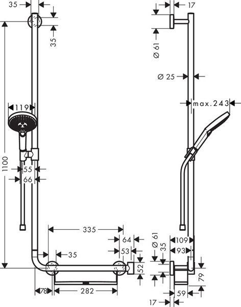 Душевой набор Hansgrohe Raindance Select S 120 Unica Comfort L 26324400 (хром/белый) 135601 фото
