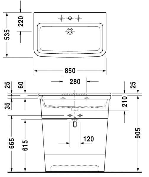 Умывальник Duravit Esplanade 85x53 см 2622850030 157122 фото