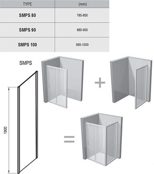 Боковая стенка Ravak SmartLine SMPS-90 L (9SL70A00Z1) хромированный профиль/стекло Transparent (левая) 152114 фото