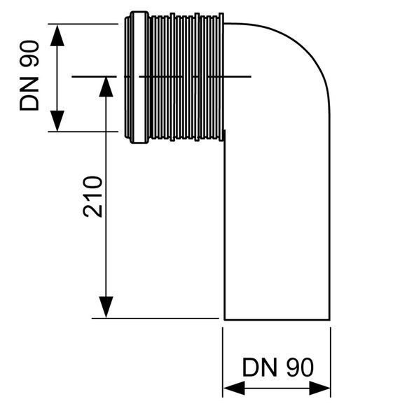 Відведення каналізаційне DN90/90, РР 90&deg; Tece 9820134 164578 фото