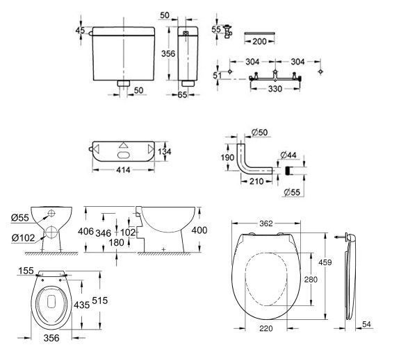 Унитаз-компакт Grohe Bau Ceramic 39560000 Rimless с сиденьем 277265 фото