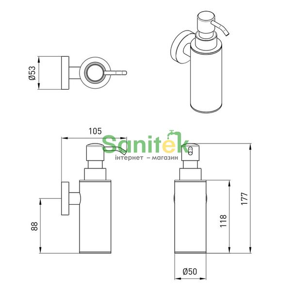 Дозатор для жидкого мыла Volle Ronda 2535.230201 (хром) 538364 фото