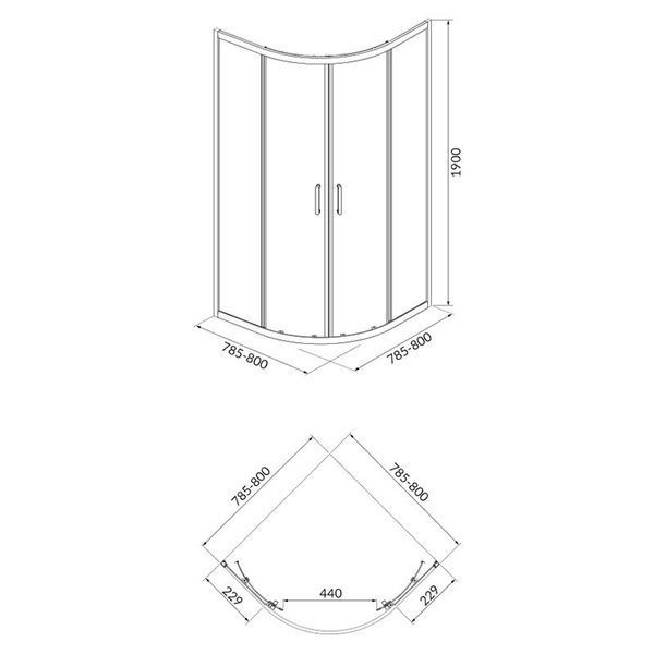 Душова кабіна Cersanit Brasco 80x80 (S168-001) профіль хром/скло прозоре + піддон S204-003 986677 фото