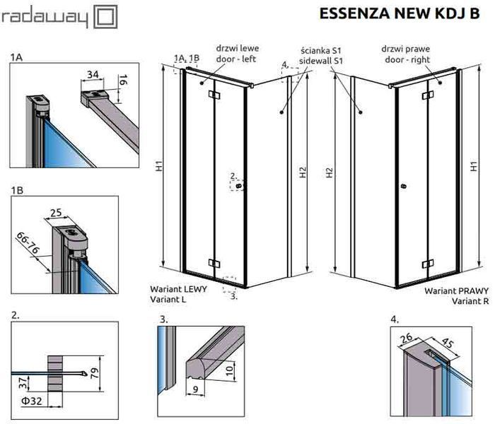 Душова кабіна Radaway Essenza New KDJ B+S1 90x110 L (385082-01-01L+384053-01-01) профіль хром/скло прозоре 265996 фото