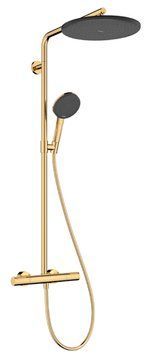 Душевая система Hansgrohe Raindance Alive S Puro 300 1jet EcoSmart Ecostat Element 24593990 с термостатом (золото) 987201 фото