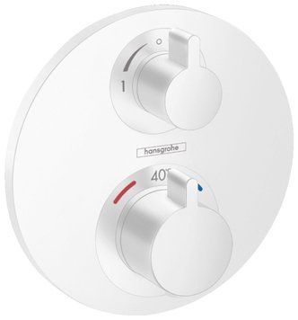 Змішувач для ванни та душу Hansgrohe Ecostat S 15758700 прихованого монтажу з термостатом (білий матовий) 305222 фото