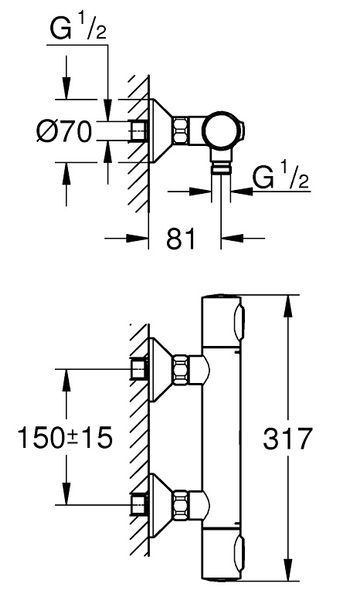 Смеситель для душа Grohe Grohtherm 500 34793000 с термостатом (хром) 538434 фото